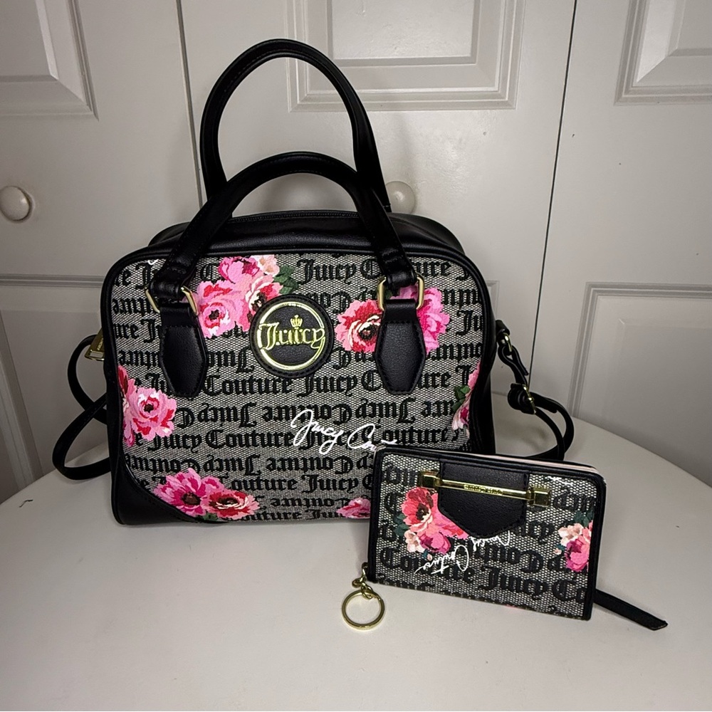 Juicy Couture Pink Floral Purse and Wallet
